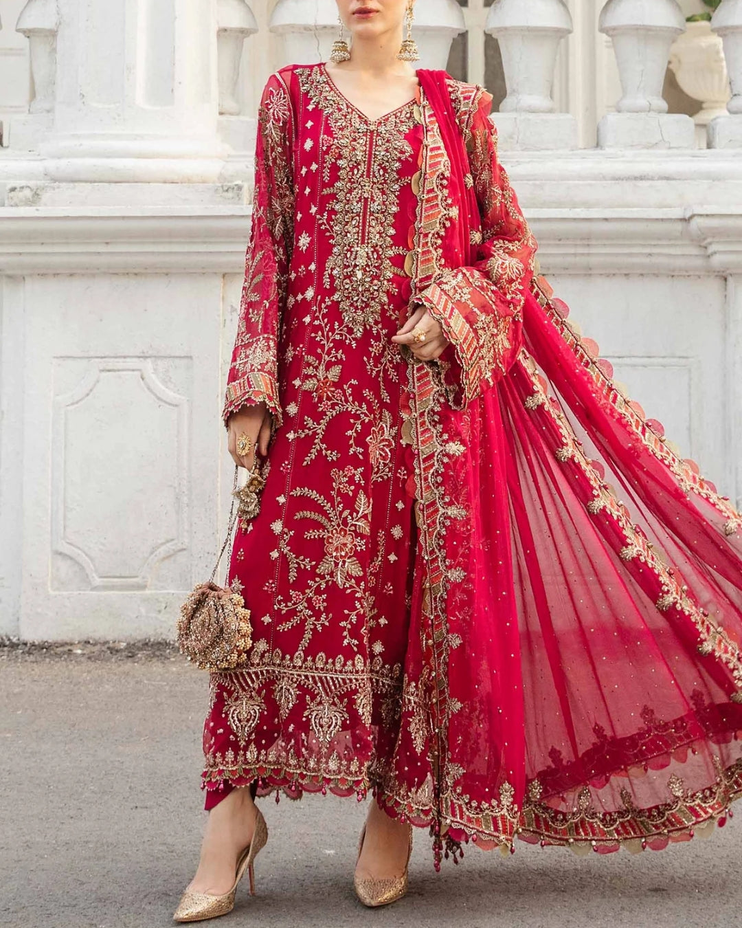 MARIA B - 3PC UNSTITCHED EMBROIDERED CHIFFON SUIT | MPC-24-107