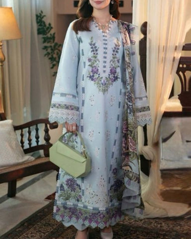 QALAMKAR – DHANAK 3PC EMBROIDERED SHIRT, TROUSER & SHAWL