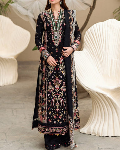 QALAMKAR – 3PC LAWN EMBROIDERED SHIRT, TROUSER & EMBROIDERED KHADI NET DUPATTA – BRC 1239