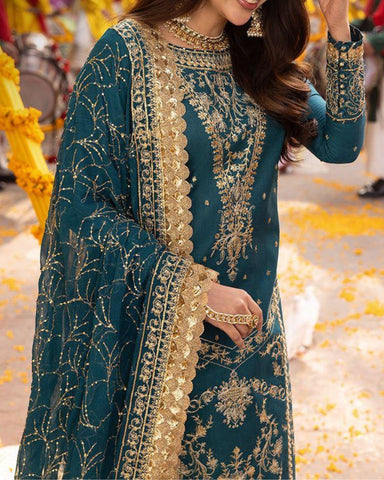 ASIM JOFA – 3PC CHIFFON EMBROIDERED SUIT WITH MALAI TROUSER
