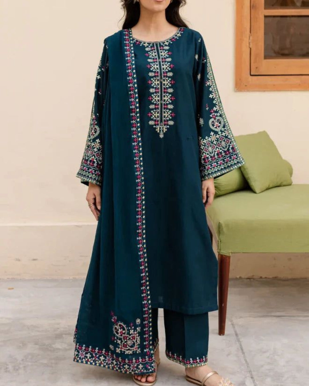 BATIK DHANAK COLLECTION - 3PC UNSTITCHED EMBROIDERED DRESS