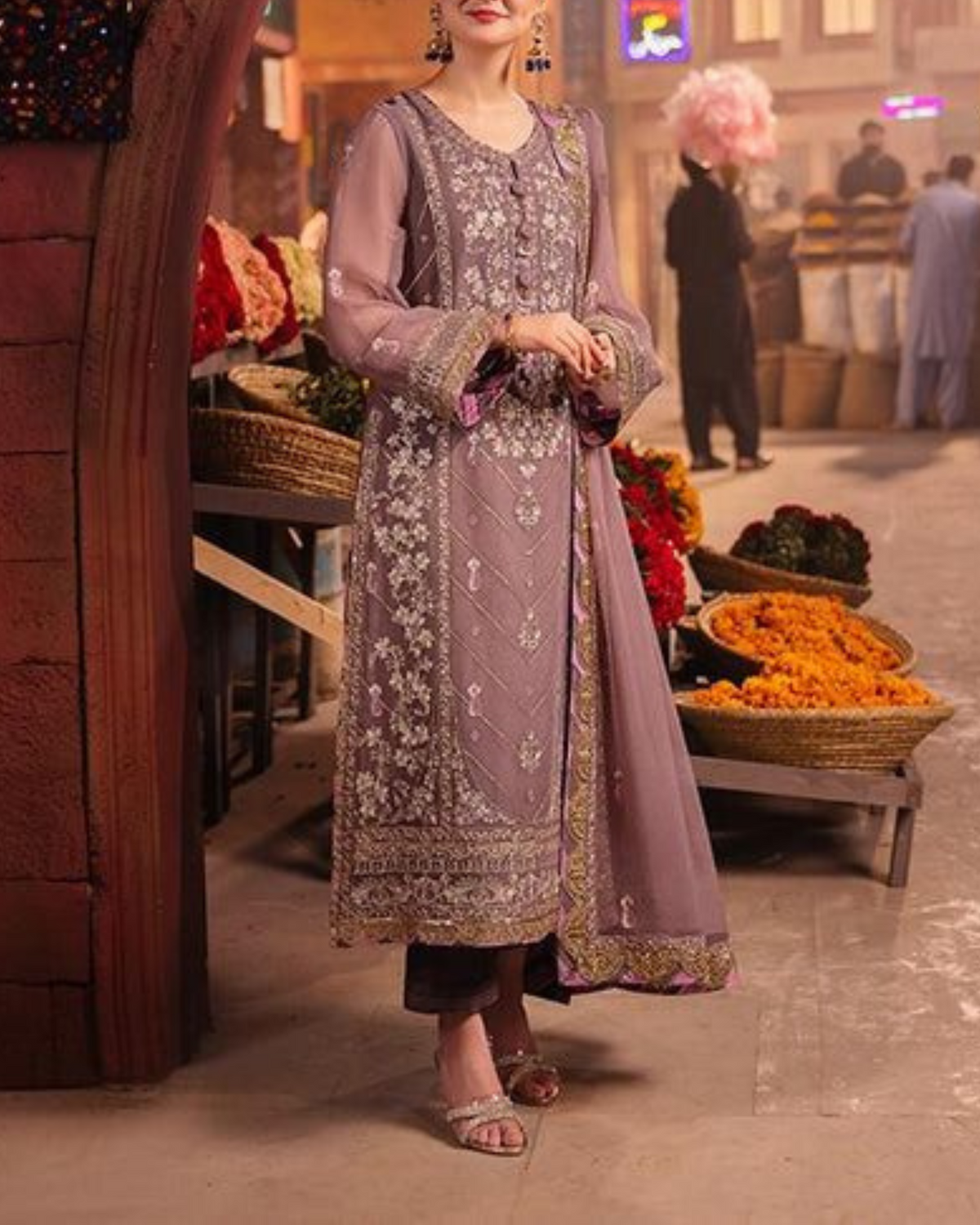 ASIM JOFA – 3PC CHIFFON ZARI, THREAD & SEQUINS EMBROIDERED SUIT WITH MALAI TROUSER
