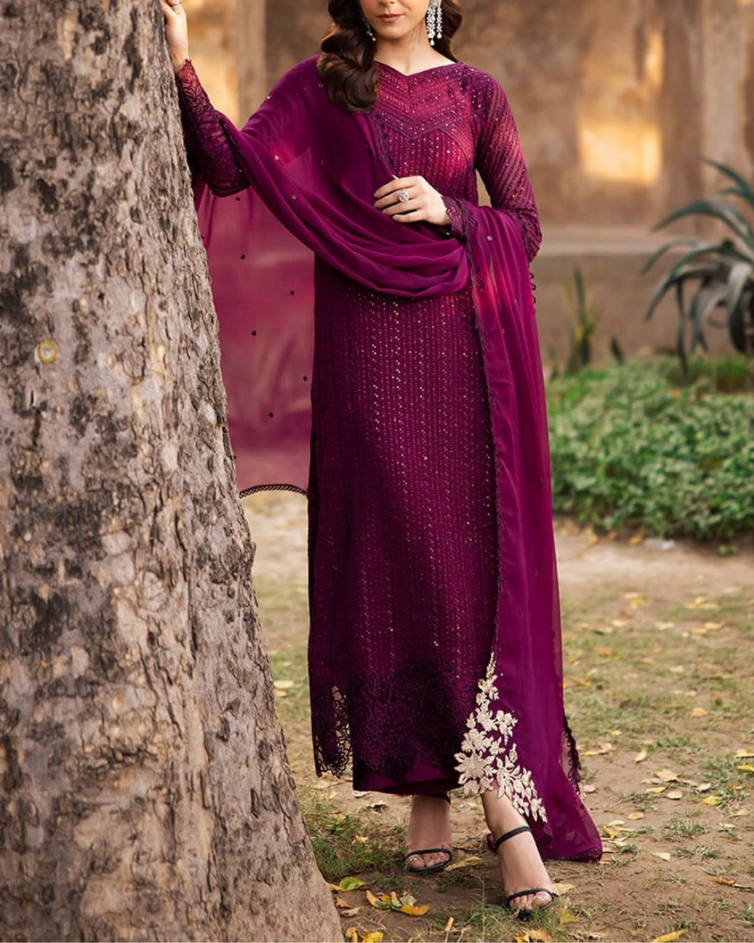 AZURE – 3PC CHIFFON HEAVILY EMBROIDERED LUXURY SUIT