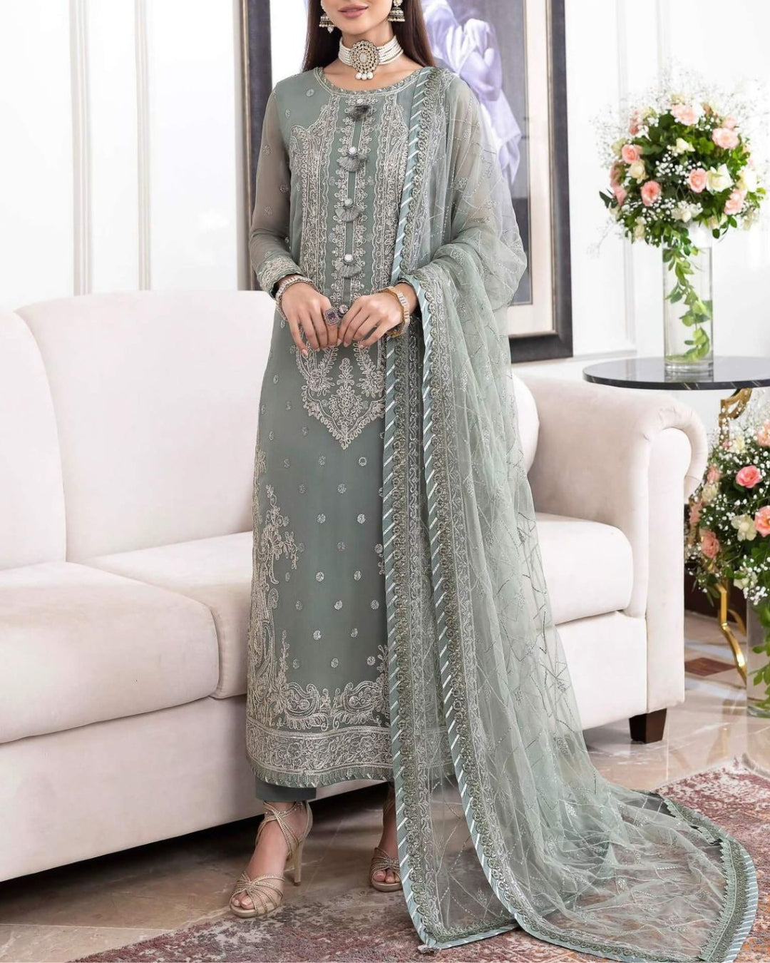 ASIM JOFA – 3PC JHILMIL UNSTITCHED CHIFFON EMBROIDERED SUIT