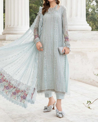 MARIA B – CHIFFON 3PC UNSTITCHED EMBROIDERED DRESS
