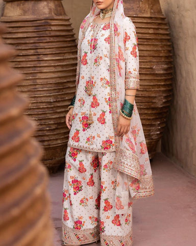 CHARIZMA – 3PC SHAMOZ SILK DIGITAL PRINTED & EMBROIDERED SUIT