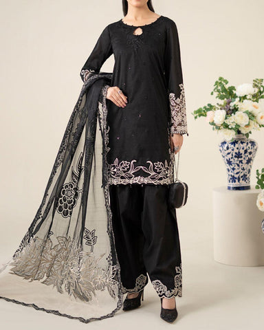 MARIA B – 3PC UNSTITCHED CHIFFON EMBROIDERED DRESS