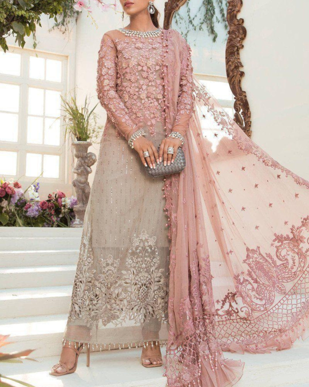 MARIA B – 3PC WEDDING EDITION CHIFFON TIE & DYE EMBROIDERED SUIT – MD 963