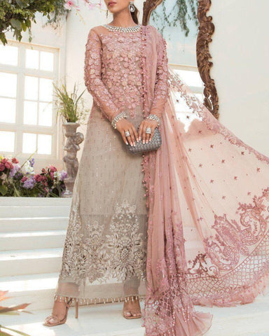 MARIA B – 3PC WEDDING EDITION CHIFFON TIE & DYE EMBROIDERED SUIT – MD 963