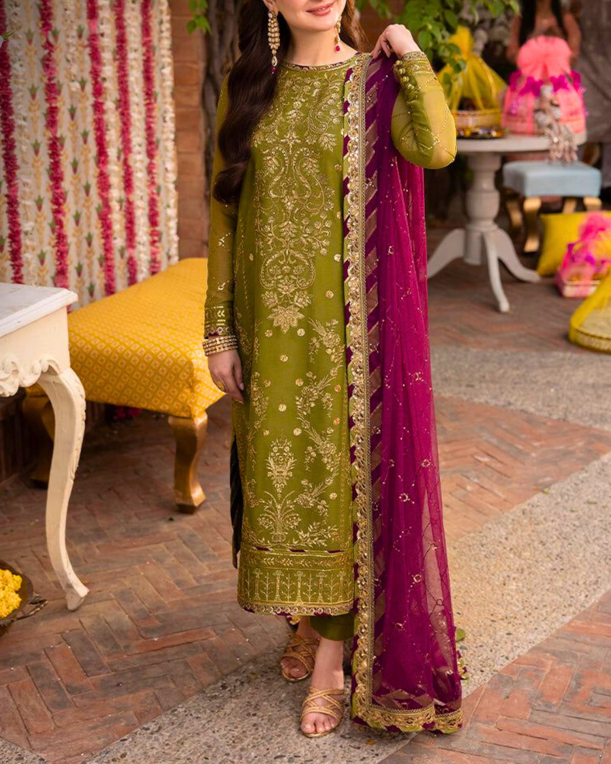 ASIM JOFA – 3PC CHIFFON SEQUINS UNSTITCHED EMBROIDERED SUIT WITH SATIN SILK TROUSER