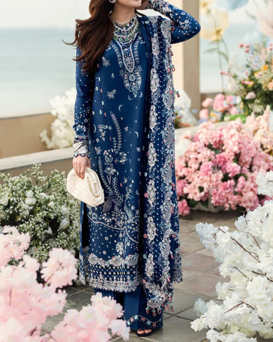 QALAMKAR – 3PC UNSTITCHED LAWN EMBROIDERED SUIT WITH NET DUPATTA – BRC 1240