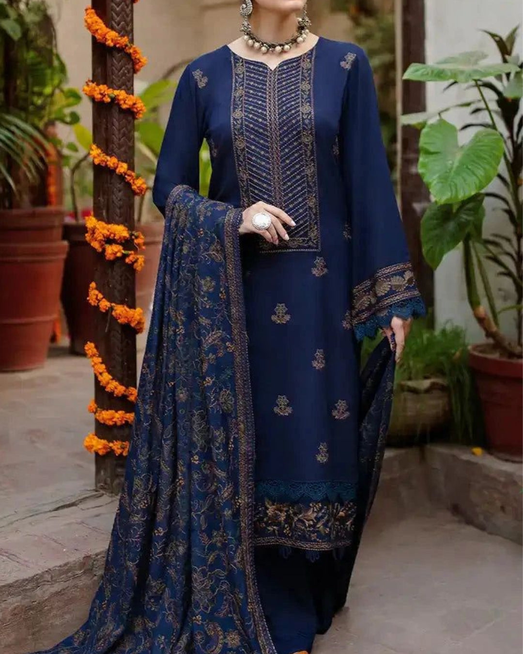 BAREEZA – 3PC DHANAK LUXURY EMBROIDERED SHIRT, SHAWL AND TROUSER