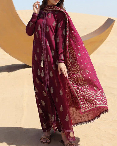 CRIMSON – 3PC LAWN EMBROIDERED SHIRT, TROUSER & PRINTED DIAMOND DUPATTA – KPR0573