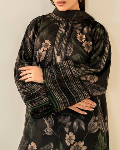 BAROQUE – 3PC KHADDAR UNSTITCHED DIGITAL PRINTED SUIT WITH EMBROIDERED PATCHES