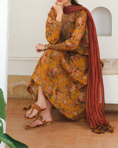 BAROQUE – 3PC KHADDAR UNSTITCHED DIGITAL PRINT & EMBROIDERED SUIT