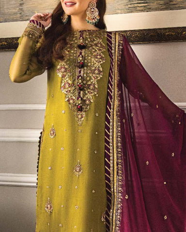 ASIM JOFA – 3PC DHANAK EMBROIDERED SHIRT, TROUSER AND SHAWL – AJ2968