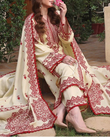 ANEELA – 3PC DHANAK UNSTITCHED EMBROIDERED SUIT