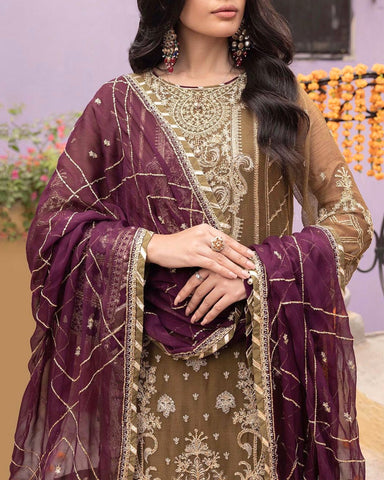 ADAN LIBAS – 3PC CHIFFON EMBROIDERED UNSTITCHED SUIT RANG-E-MEHFIL 012