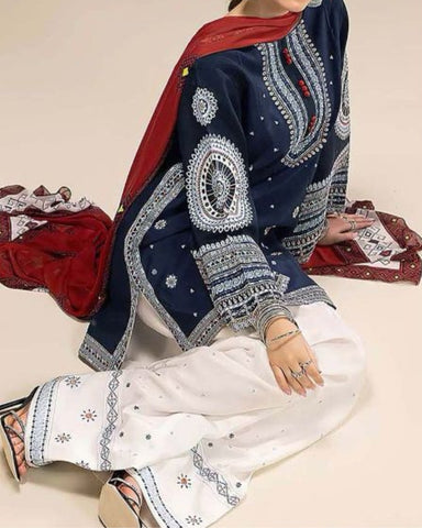 JAZMIN - 3PC LAWN EMBROIDERED SHIRT, TROUSER & DIAMOND DUPATTA - BRC 338