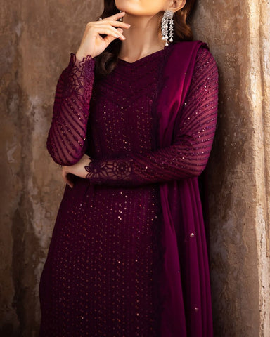 AZURE – 3PC CHIFFON HEAVILY EMBROIDERED LUXURY SUIT