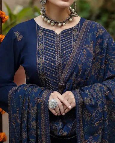 BAREEZA – 3PC DHANAK LUXURY EMBROIDERED SHIRT, SHAWL AND TROUSER