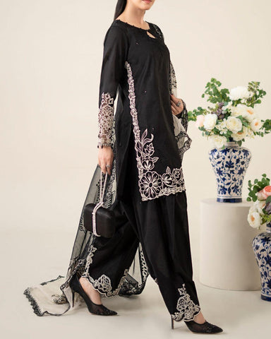 MARIA B – 3PC UNSTITCHED CHIFFON EMBROIDERED DRESS
