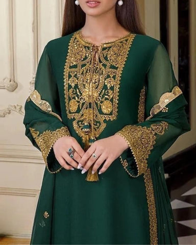 ASIM JOFA – LUXE CHIFFON COLLECTION CHIFFON SUIT WITH DYED SATIN SILK TROUSER