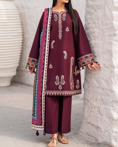 JAZMIN – 3PC DHANAK EMBROIDERED DRESS