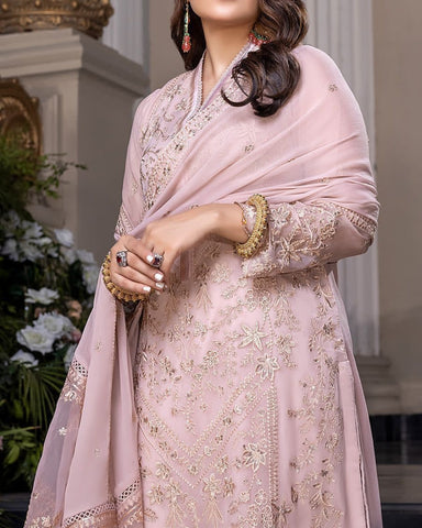 AZURE – 3PC CHIFFON EMBROIDERED SUIT WITH MALAI TROUSER