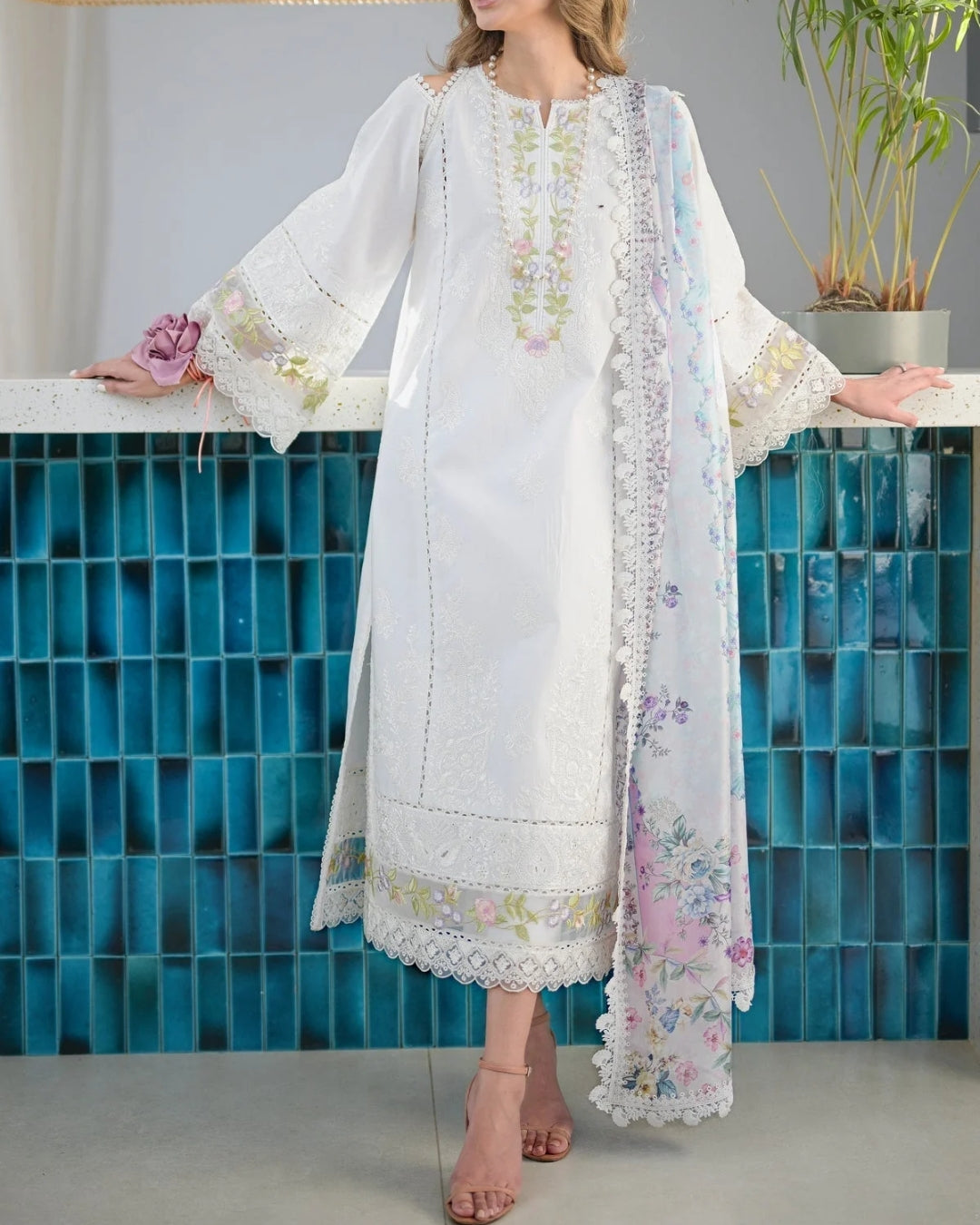 ZAIB - 3PC LAWN EMBROIDERED SHIRT WITH PRINTED DUPATTA AND LAWN TROUSER - KPR32